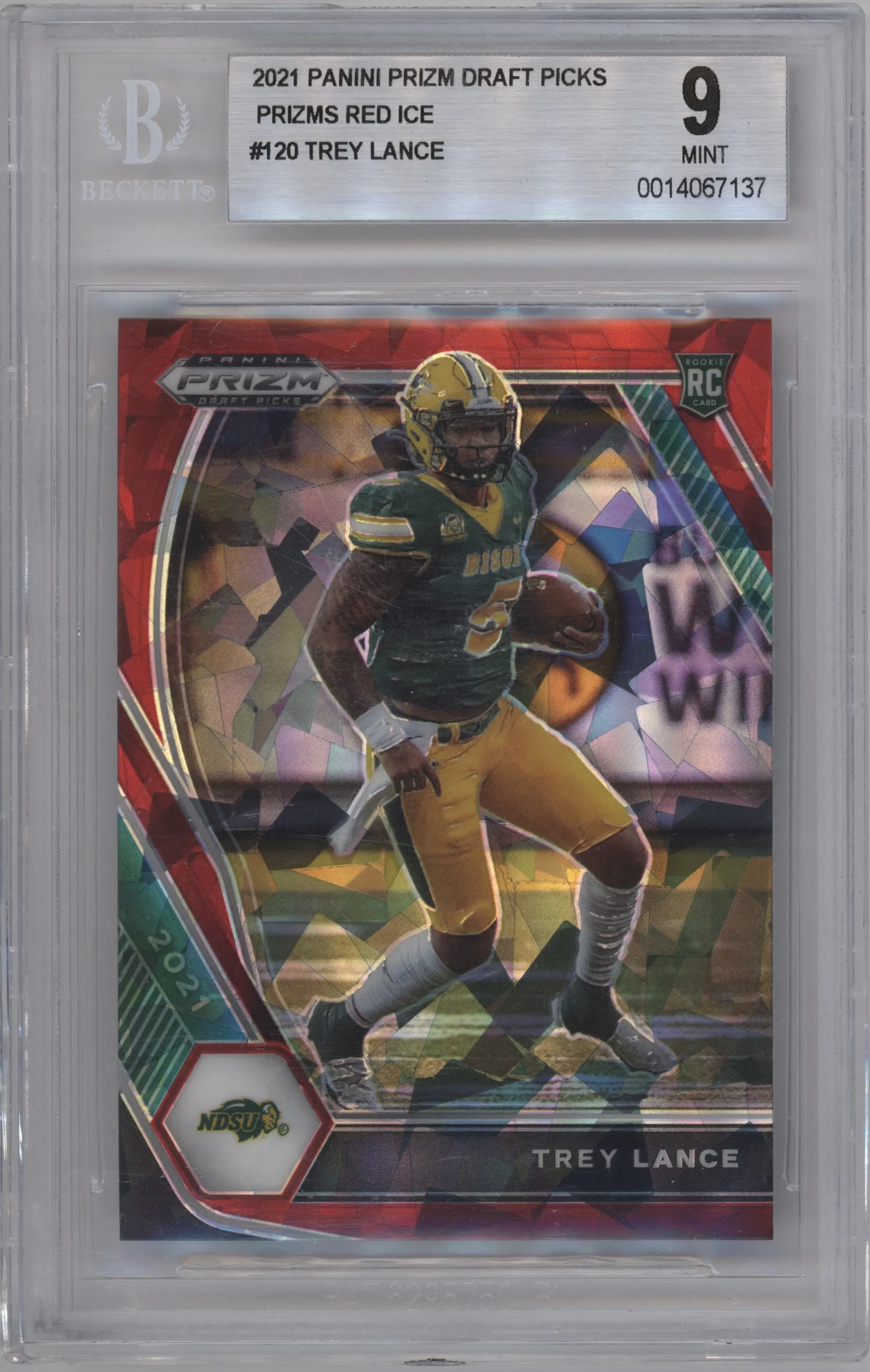 2021 Panini Prizm Draft Picks Trey Lance Red Ice BGS 9