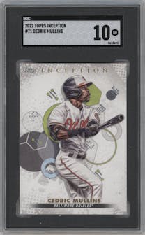 Cedric Mullins from the 2022 Topps Inception set graded by SGC and given an overall grade of 10.