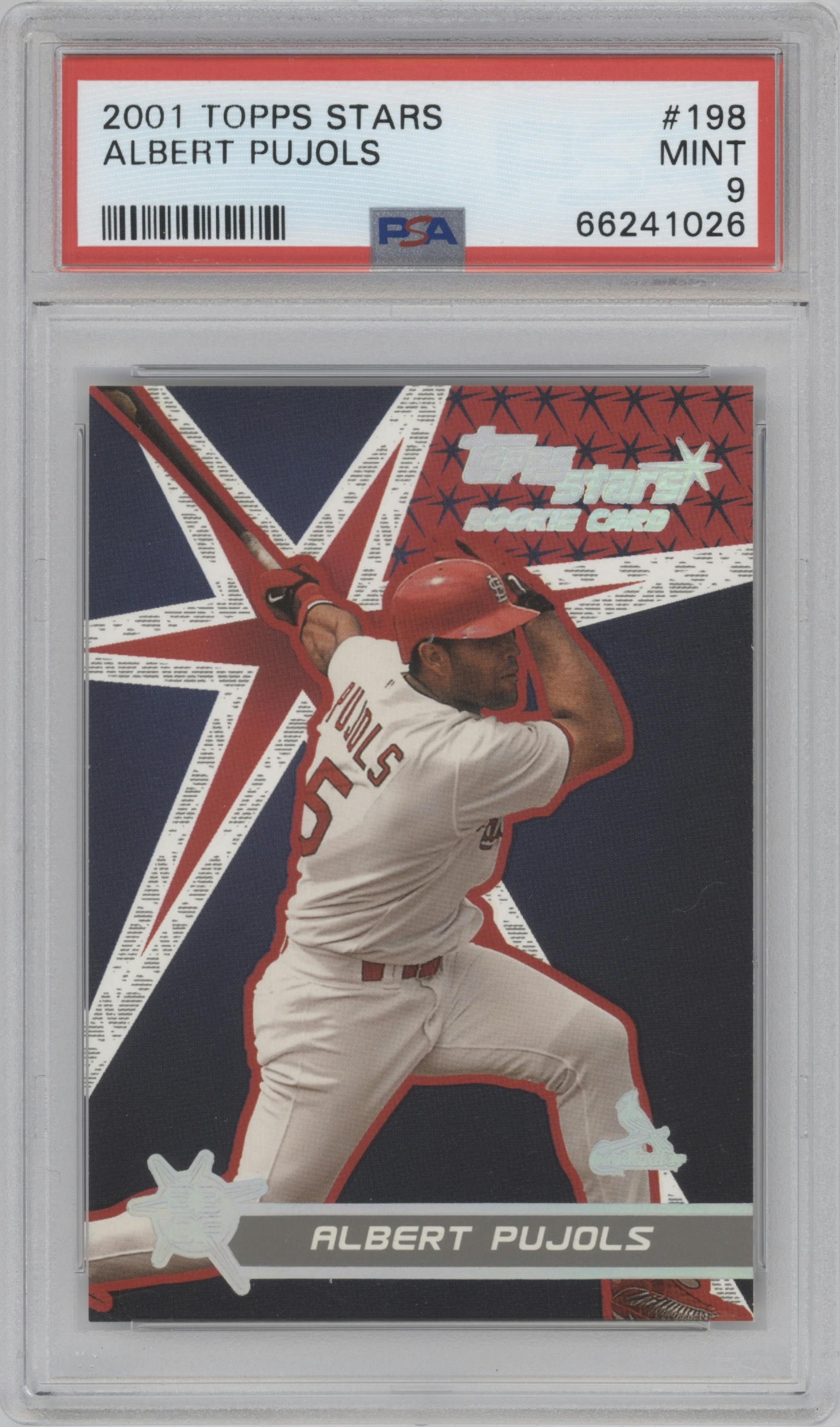 Albert Pujols from the 2001 Topps Stars set graded by PSA and given an overall grade of 9.