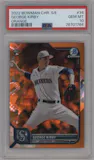George Kirby from the 2022 Bowman Chrome Sapphire Edition set featuring a Orange parallel graded by PSA and given an overall grade of 10.