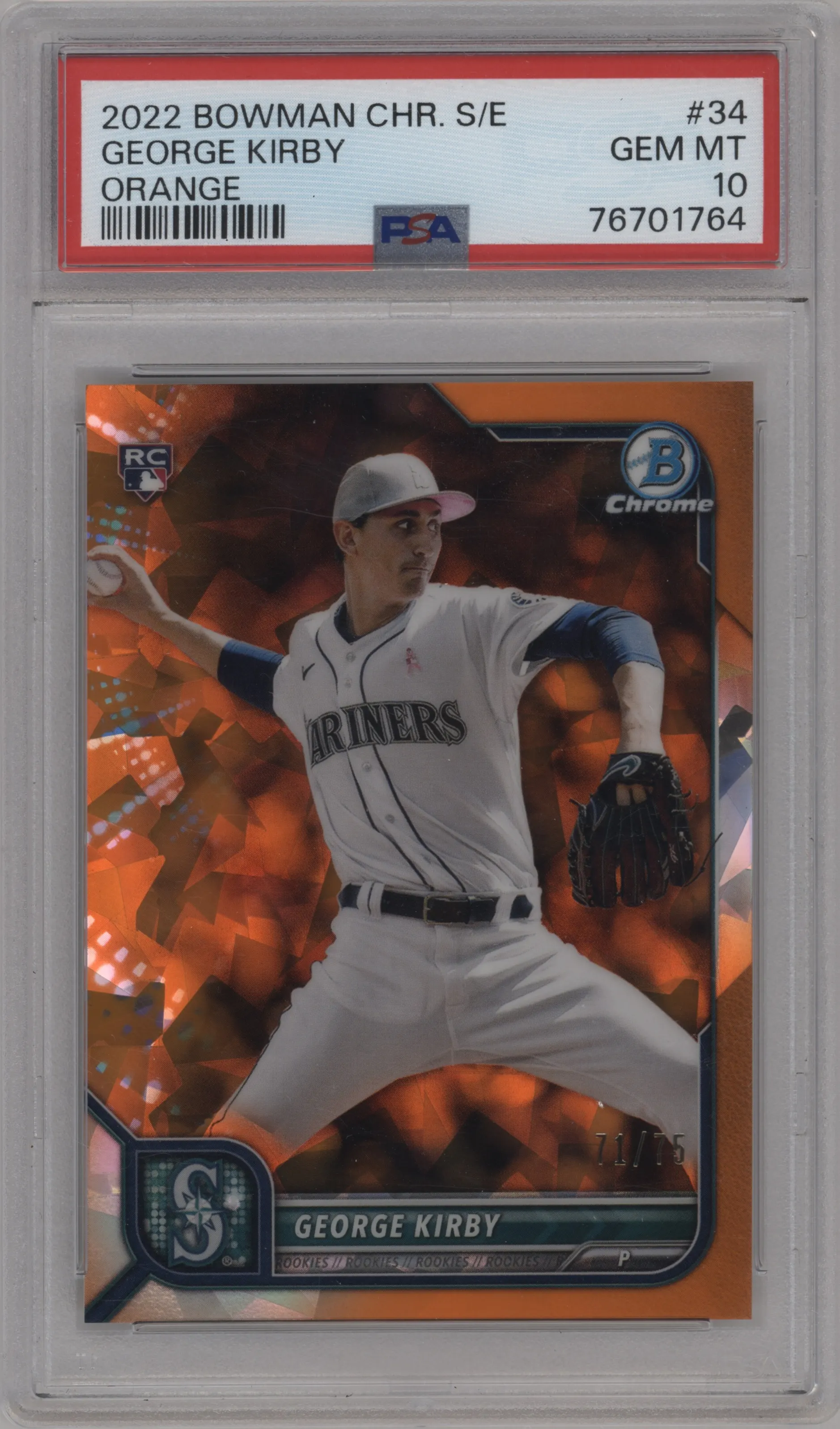 2022 Bowman Chrome Sapphire Edition George Kirby Orange PSA 10