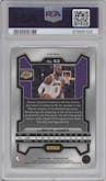 LeBron James from the 2023-24 Panini Prizm set featuring a Silver Prizm  parallel graded by PSA and given an overall grade of 9.