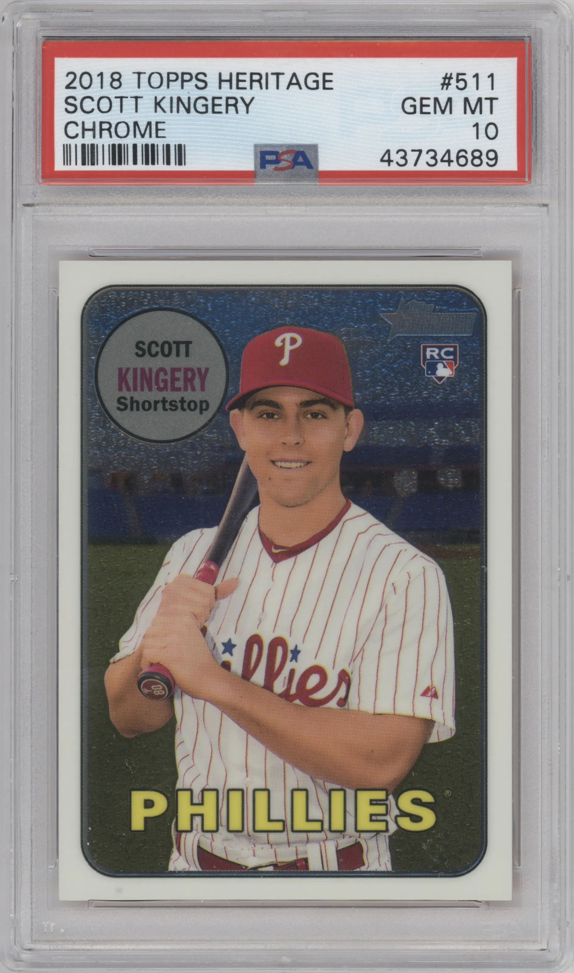 2018 Topps Heritage High Number Chrome Scott Kingery PSA 10