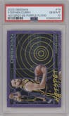 Stephen Curry from the 2023-24 Panini Obsidian set featuring a Electric Etch Purple Flood  parallel graded by PSA and given an overall grade of 10.