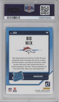 Bo Nix from the 2024 Donruss set graded by PSA and given an overall grade of 10.