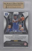 Zion Williamson from the 2019-20 Panini Prizm Draft Picks set featuring a Blue Wave parallel graded by Beckett and given an overall grade of 9.5.