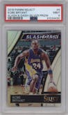 Kobe Bryant from the 2018-19 Panini Select  set featuring a Silver parallel graded by PSA and given an overall grade of 9.