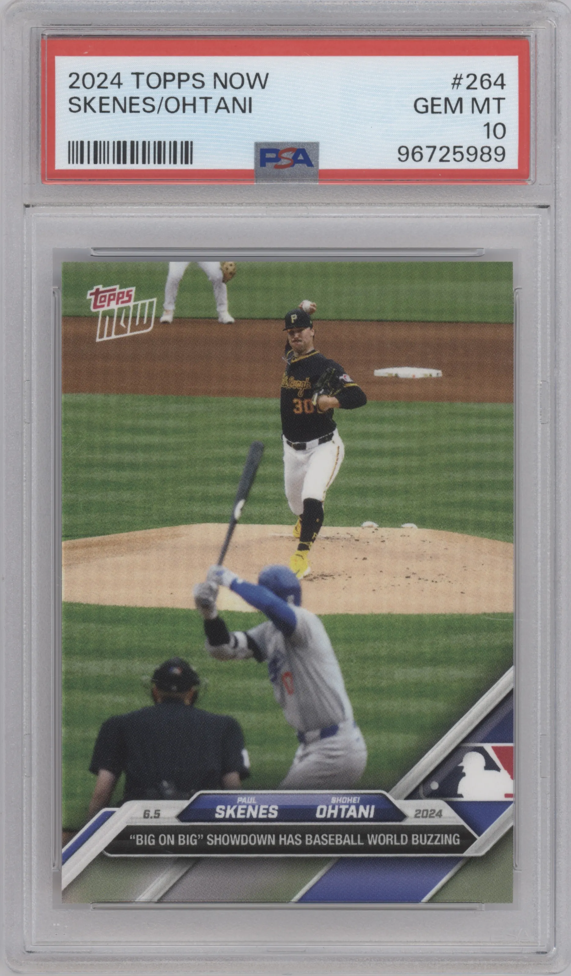 Paul Skenes/Shohei Ohtani  from the 2024 Topps Now set graded by PSA and given an overall grade of 10.