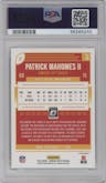 Patrick Mahomes II from the 2018 Panini Donruss Optic set featuring a Holo parallel graded by PSA and given an overall grade of 9.