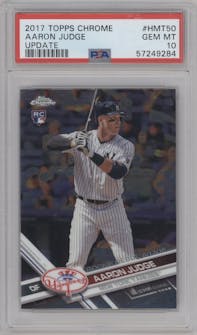 Aaron Judge from the 2017 Topps Chrome Update Series set graded by PSA and given an overall grade of 10.