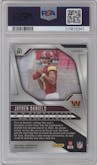 Jayden Daniels from the 2024 Panini Prizm set featuring a Green Wave parallel graded by PSA and given an overall grade of 10.