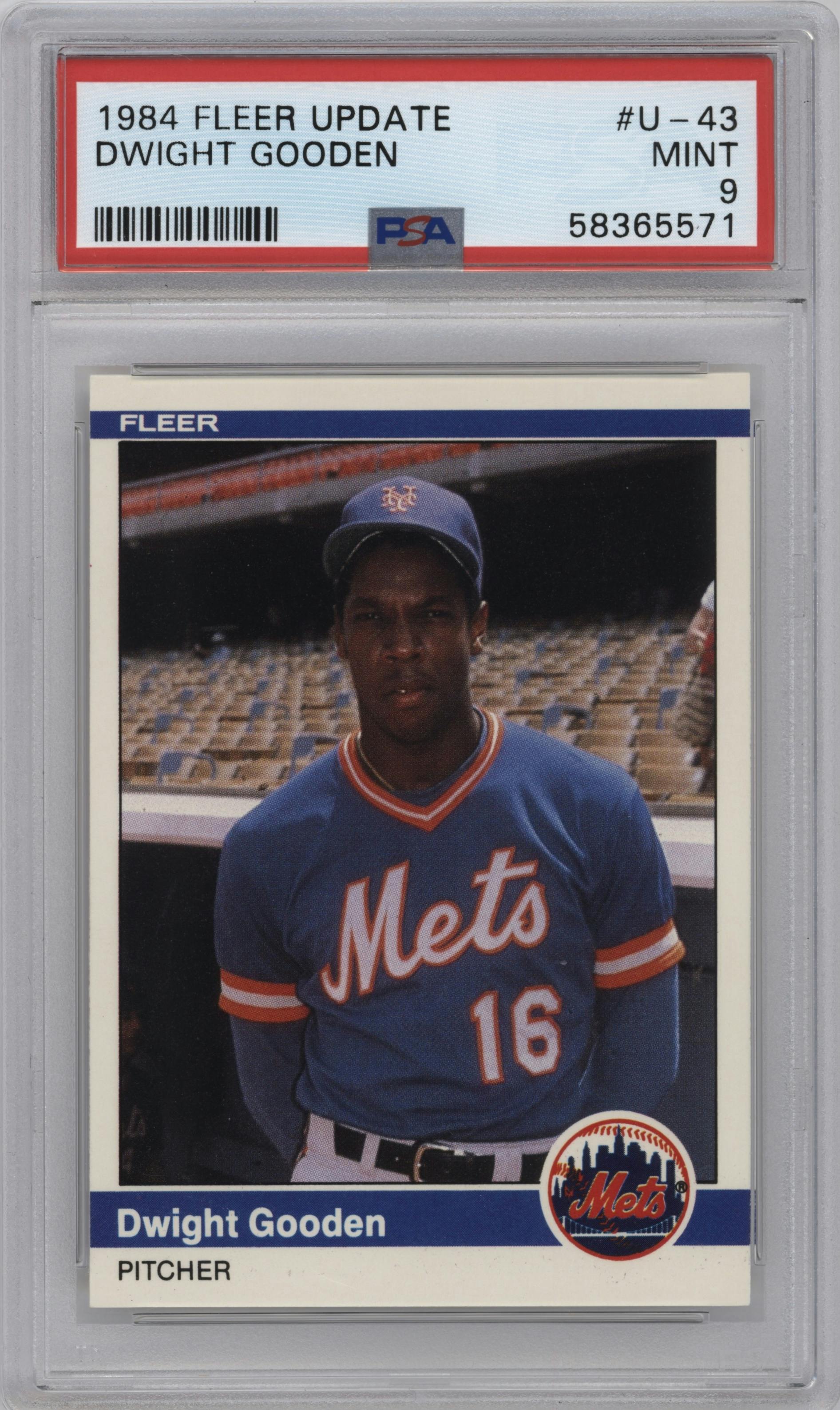 Dwight Gooden from the 1984 Fleer Update set graded by PSA and given an overall grade of 9.