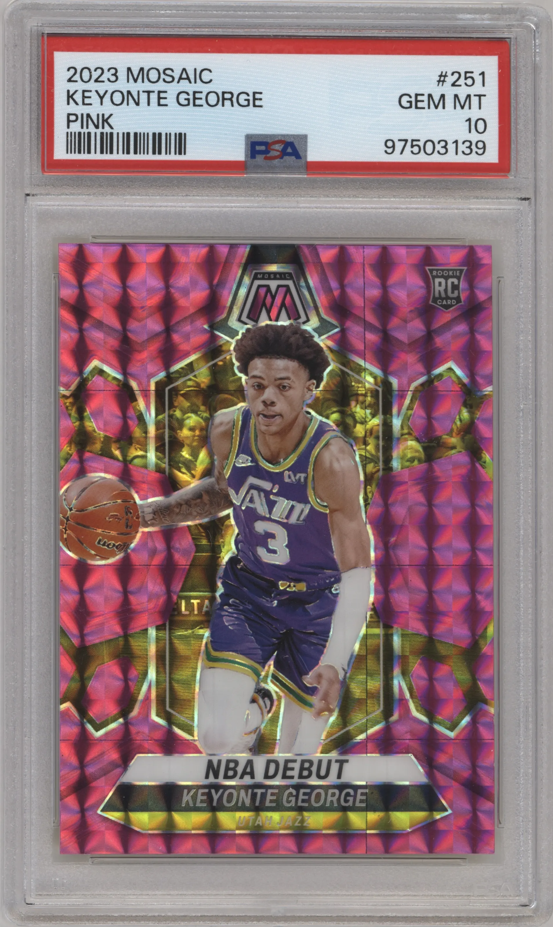 2023 Panini Mosaic Keyonte George Pink Mosaic #251 PSA 10