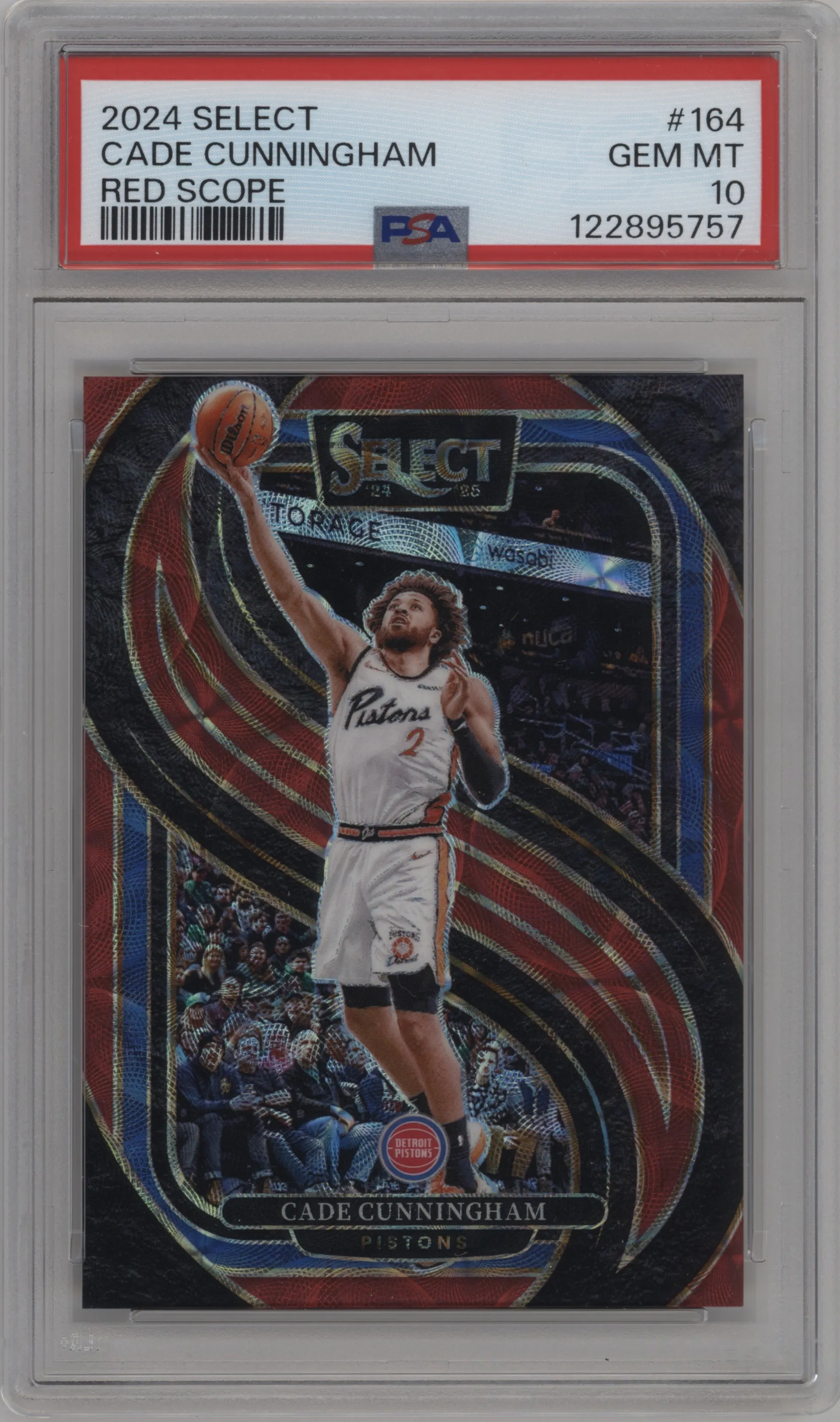 2024 Panini Select Pre.Lvl. Cade Cunningham Red Scope Prizm PSA 10