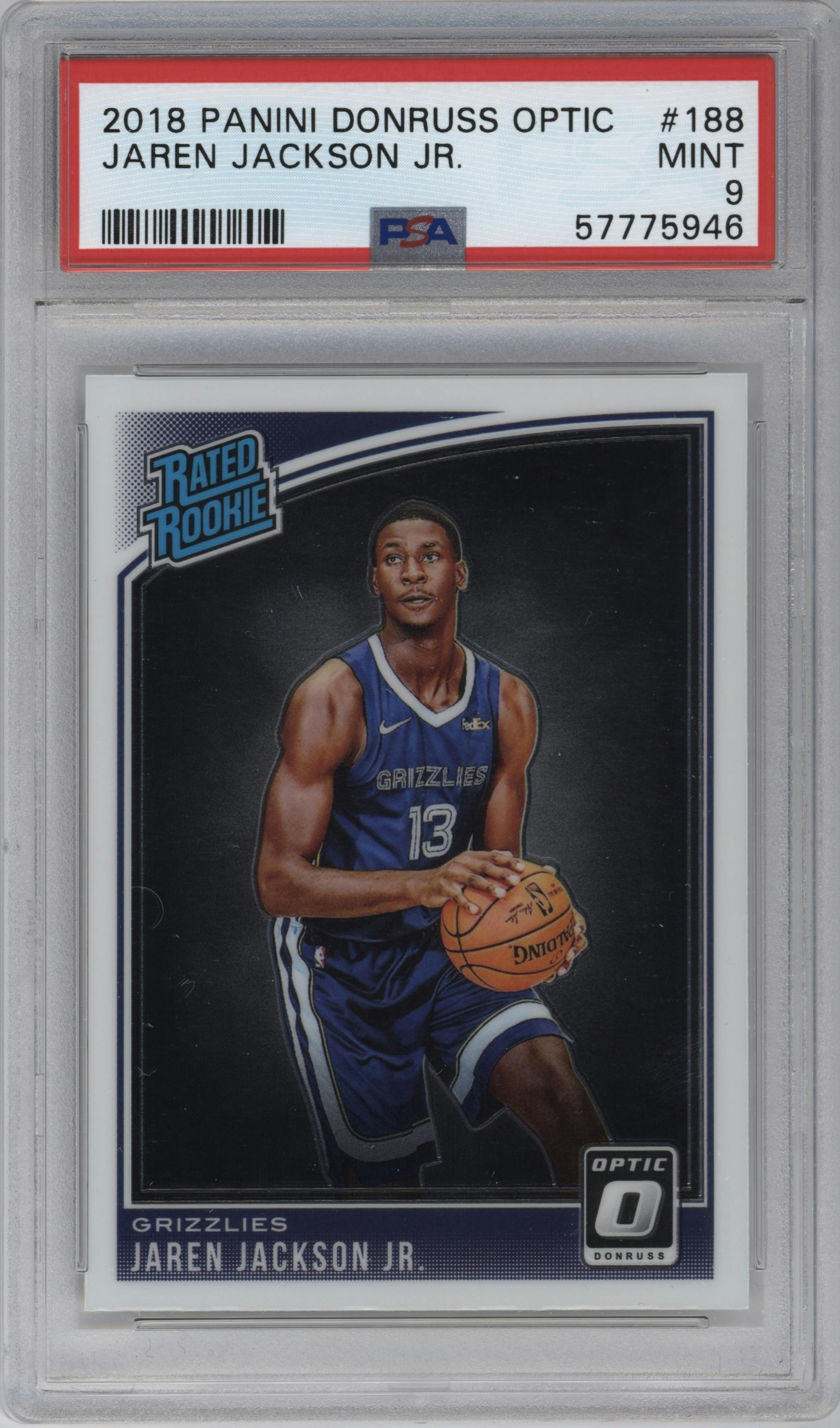 Jaren Jackson Jr. from the 2018-19 Panini Donruss Optic set graded by PSA and given an overall grade of 9.