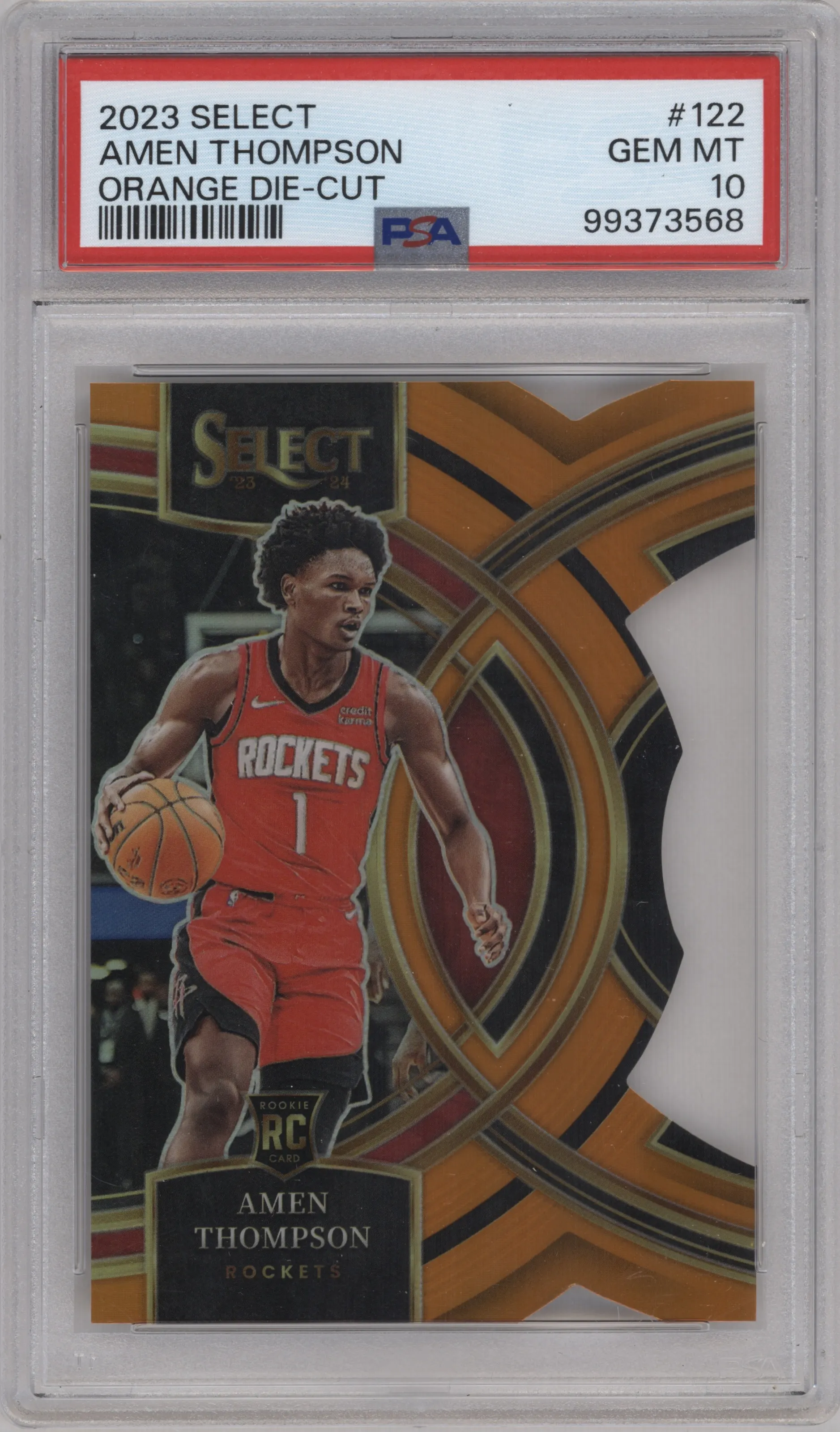 2023 Panini Select Pre.Lvl. Amen Thompson Die-Cut Orange PSA 10