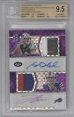 Sam Darnold/Josh Allen from the 2018 Panini Spectra set featuring a Purple parallel graded by Beckett and given an overall grade of 9.5.