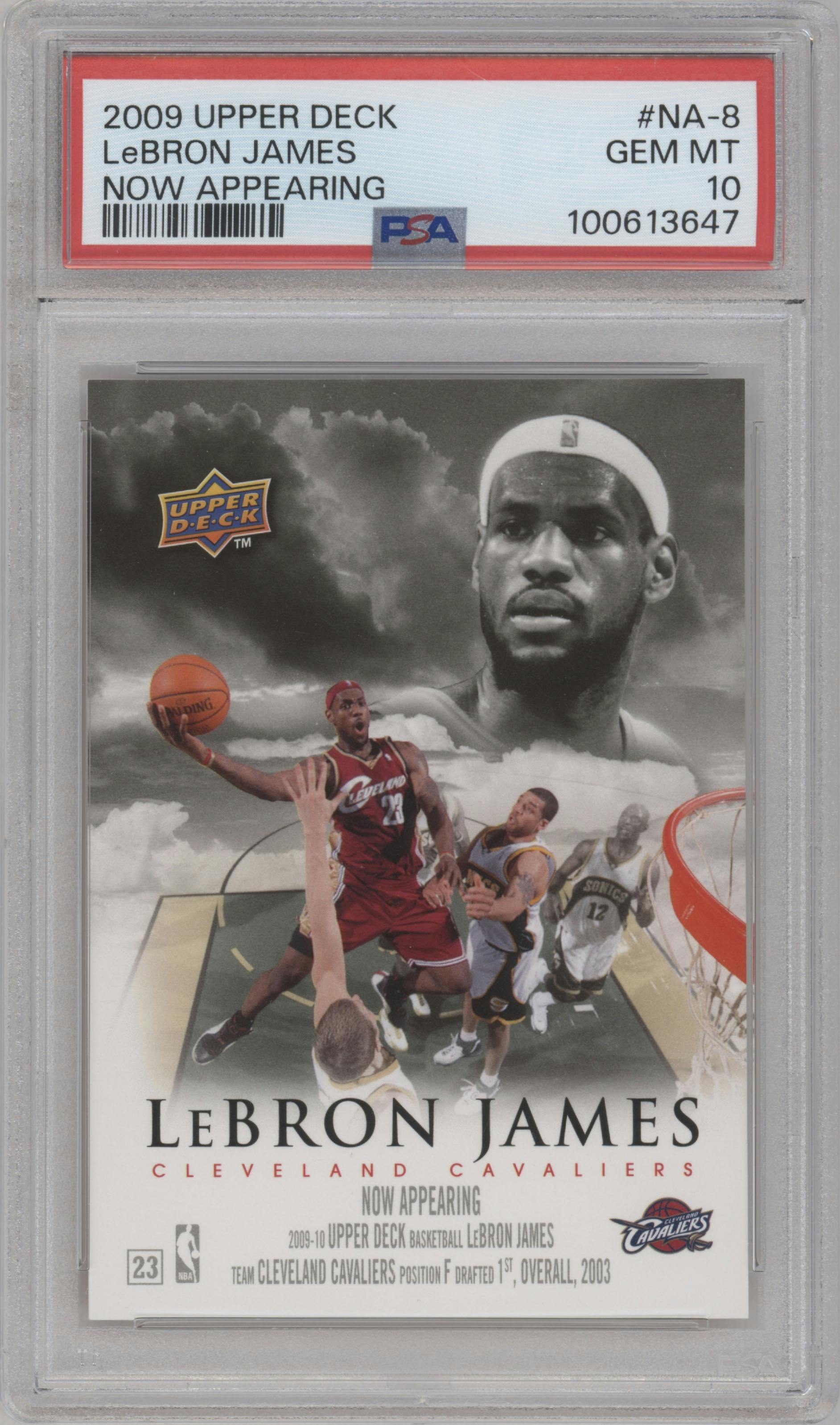 LeBron James from the 2009-10 Upper Deck set graded by PSA and given an overall grade of 10.
