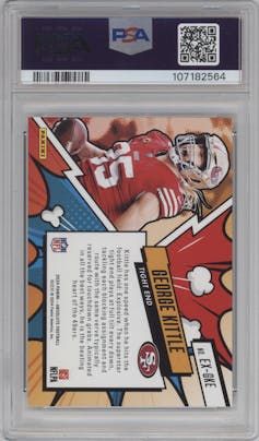 George Kittle from the 2024 Panini Absolute set graded by PSA and given an overall grade of 10.