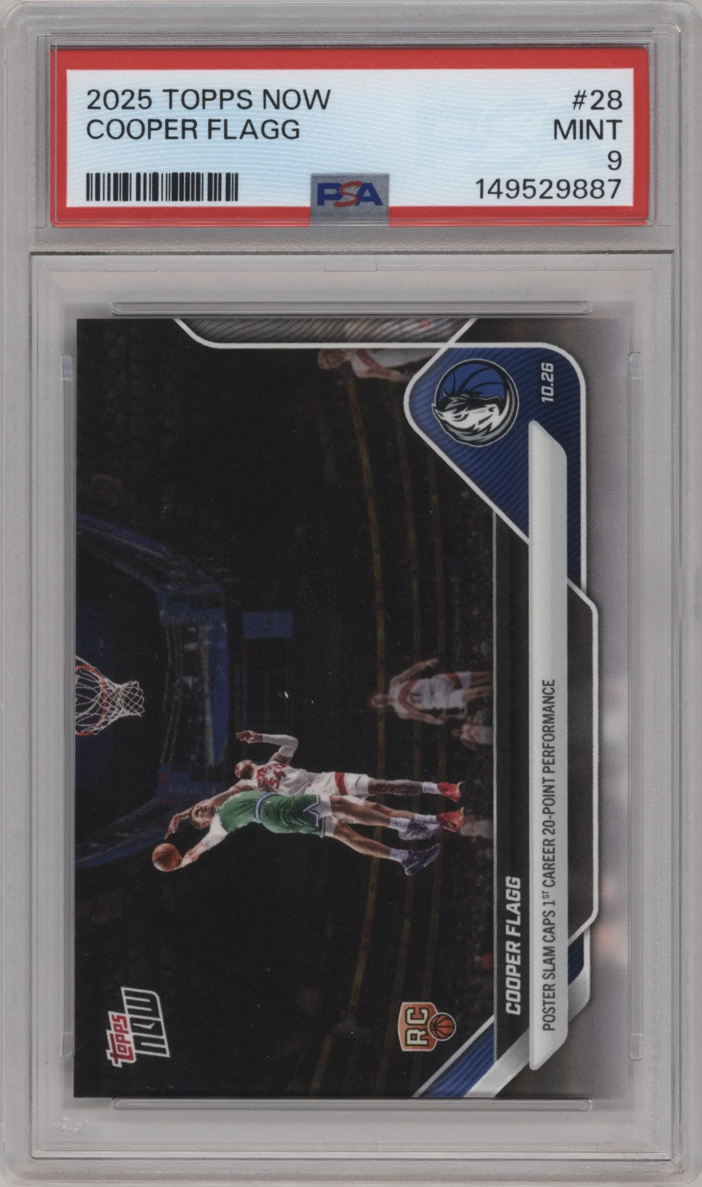 2025 Topps Now Cooper Flagg #28 PSA 9
