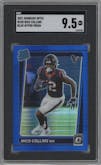 Nico Collins from the 2021 Panini Donruss Optic set featuring a Blue Hyper parallel graded by SGC and given an overall grade of 9.5.