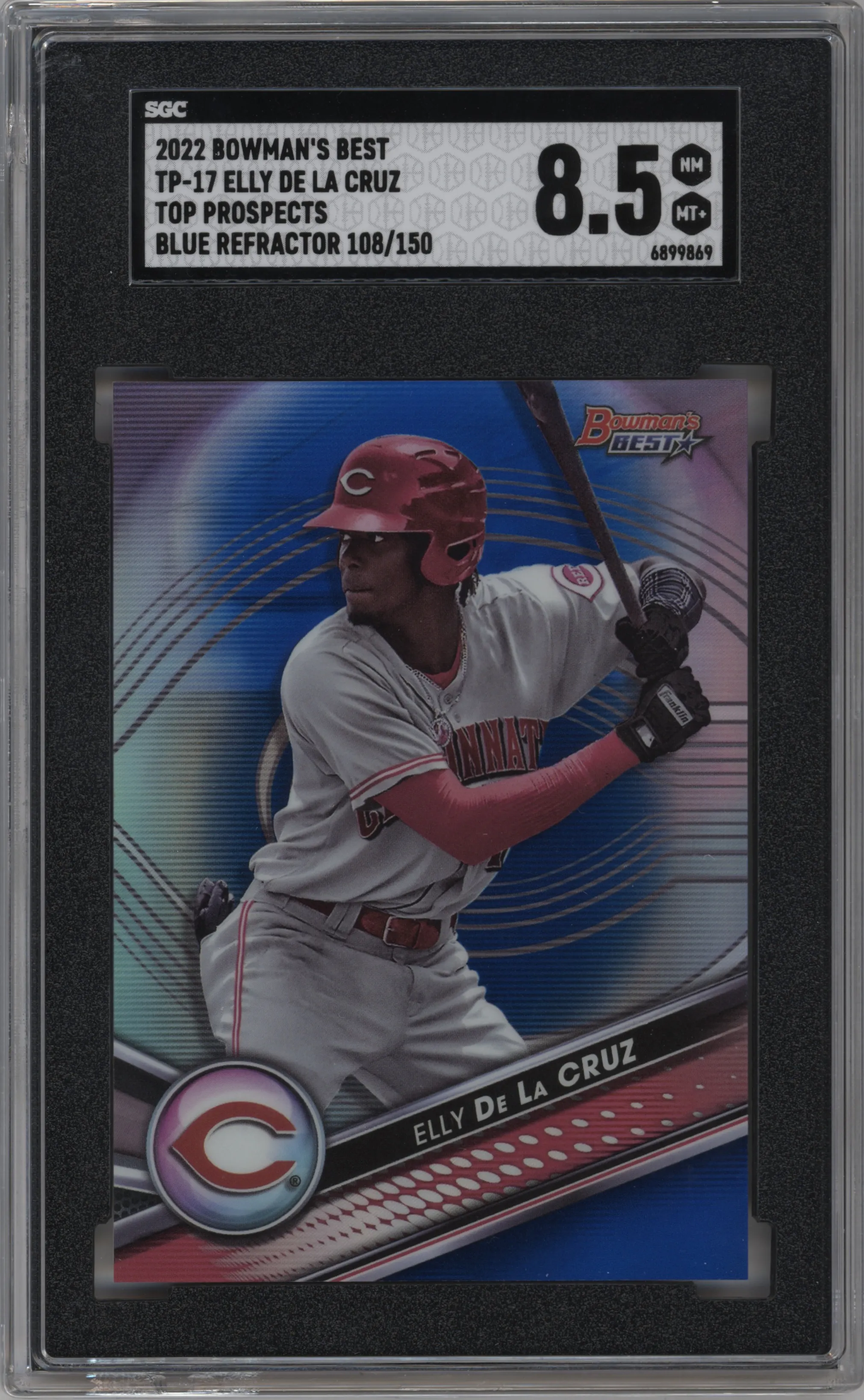 2022 Bowman’s Best Top Prospects Elly De La Cruz Blue Refractor #TP-17 SGC 8.5