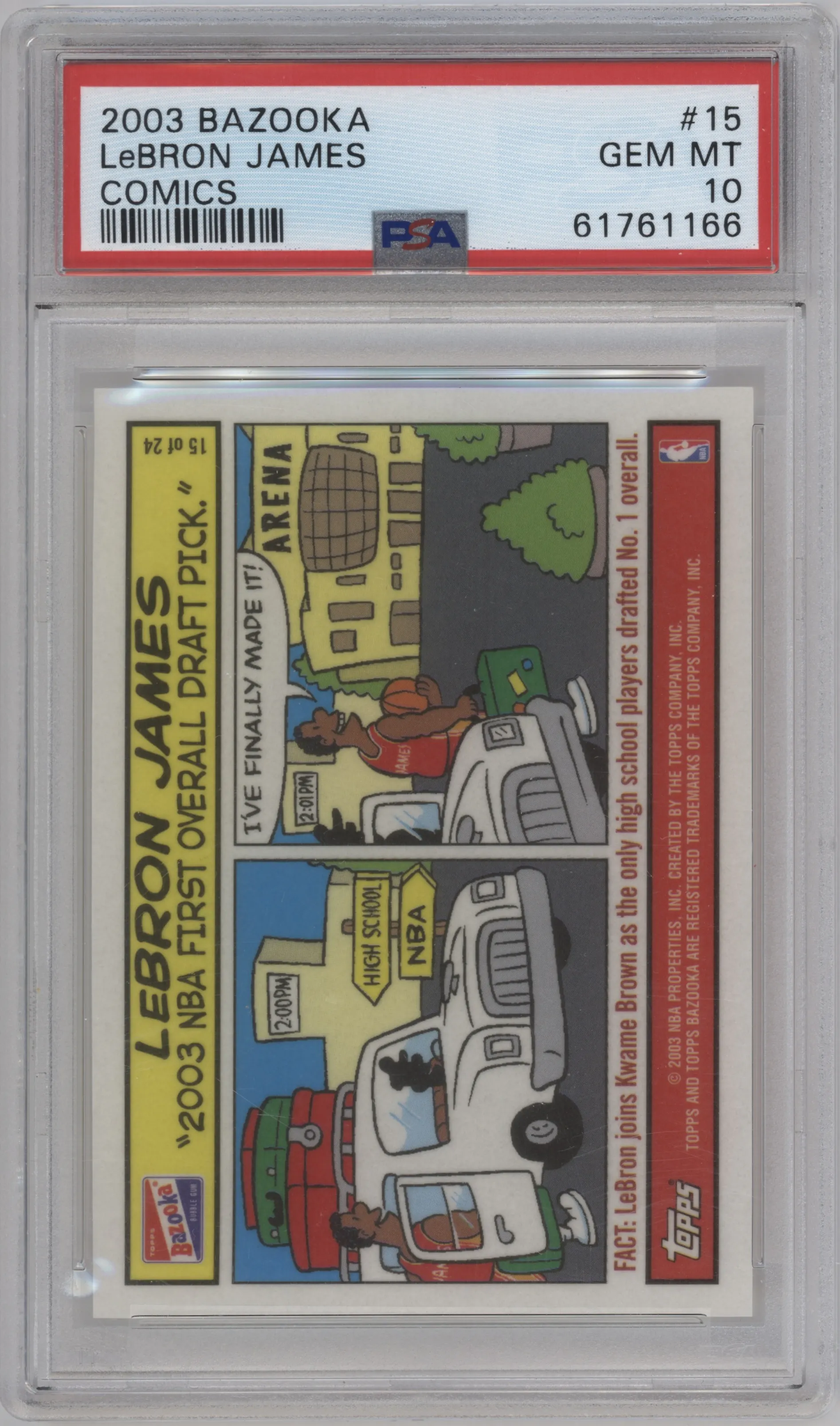 2003 Topps Bazooka Comics LeBron James #15 PSA 10