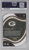 Jordan Love from the 2020 Panini Select set featuring a Die-Cut Purple parallel graded by PSA and given an overall grade of 10.