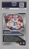 Josh Allen from the 2024 Panini Prizm set featuring a Red/White/Blue Prizm parallel graded by PSA and given an overall grade of 10.