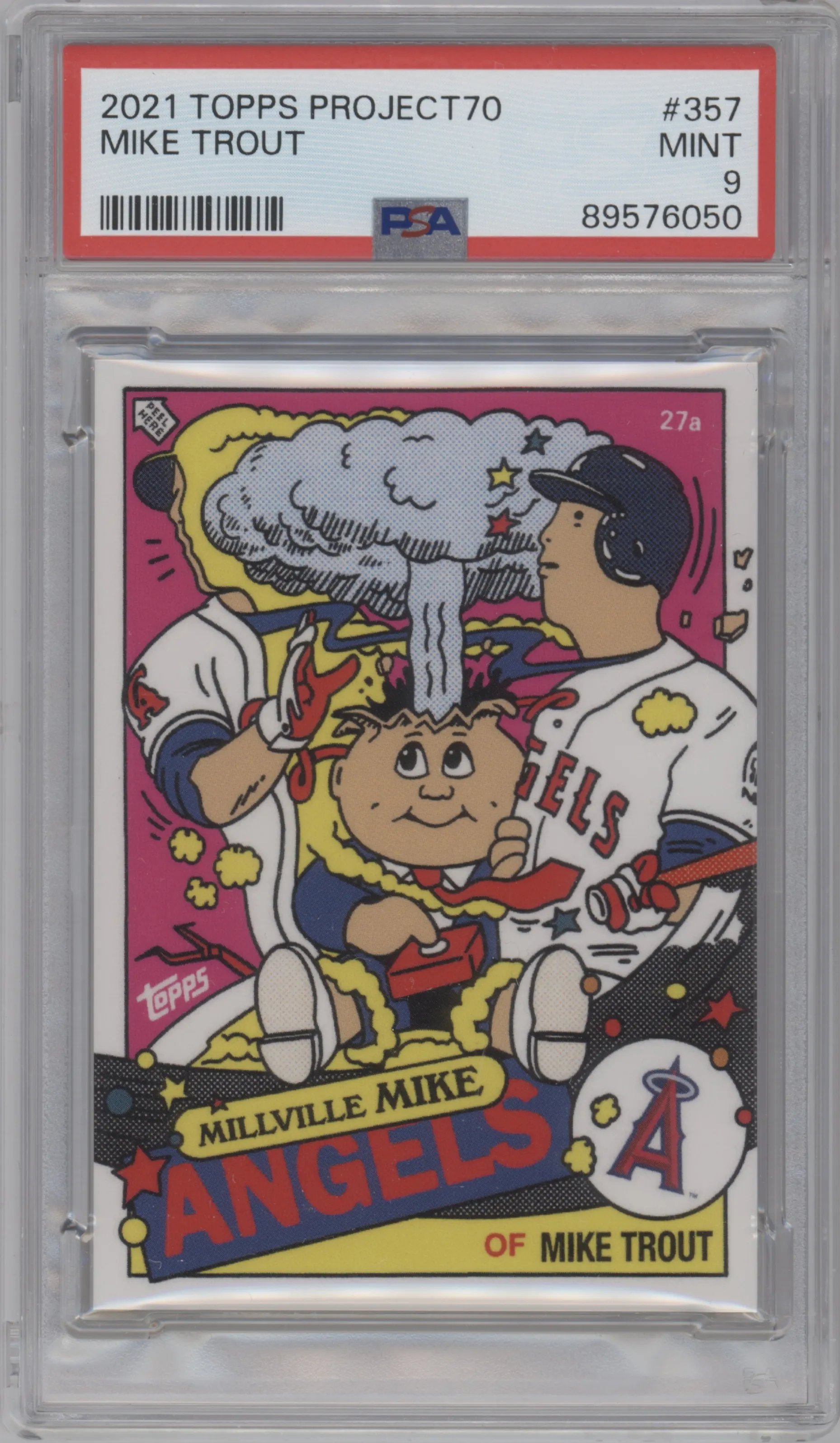 Mike Trout from the 2021-22 Topps Project70 set graded by PSA and given an overall grade of 9.