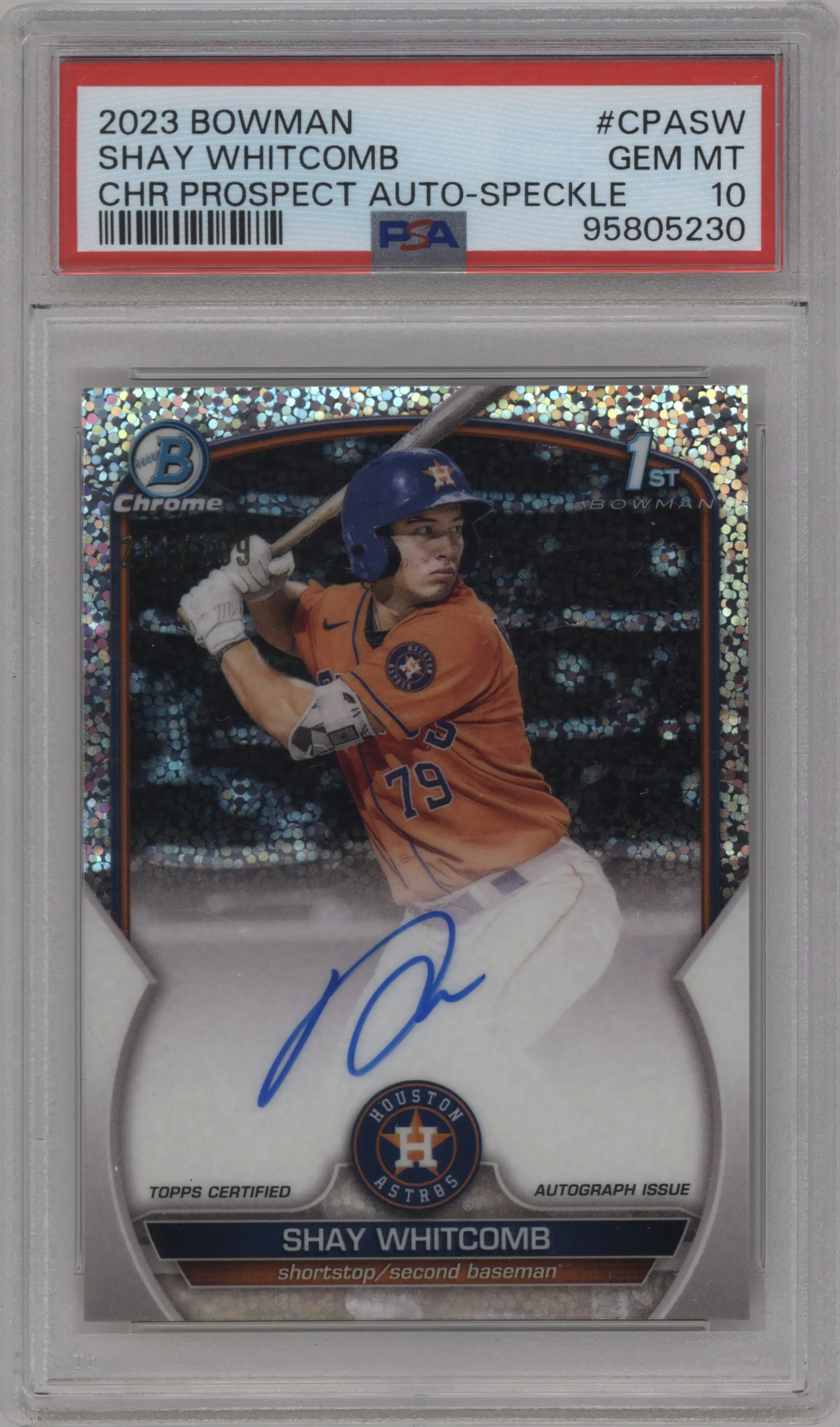 2023 Bowman Chr.Pros.Auto Shay Whitcomb Speckle Refractor PSA 10