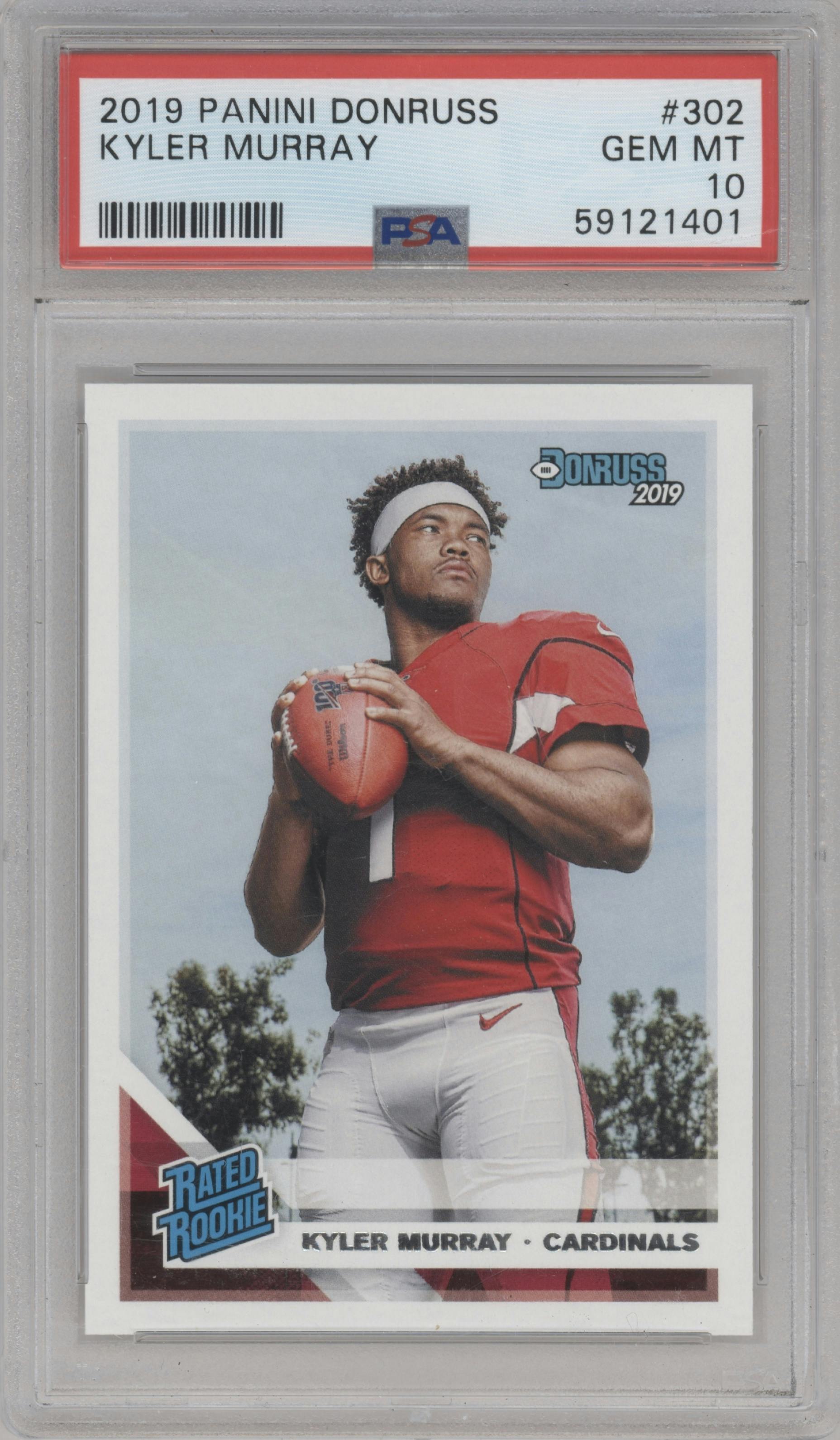 Kyler Murray from the 2019 Panini Donruss set graded by PSA and given an overall grade of 10.