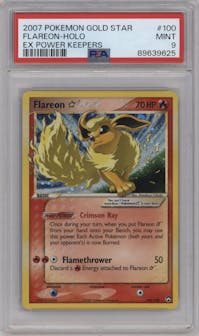 Flareon Gold Star from the 2007 Pokemon EX set graded by PSA and given an overall grade of 9.
