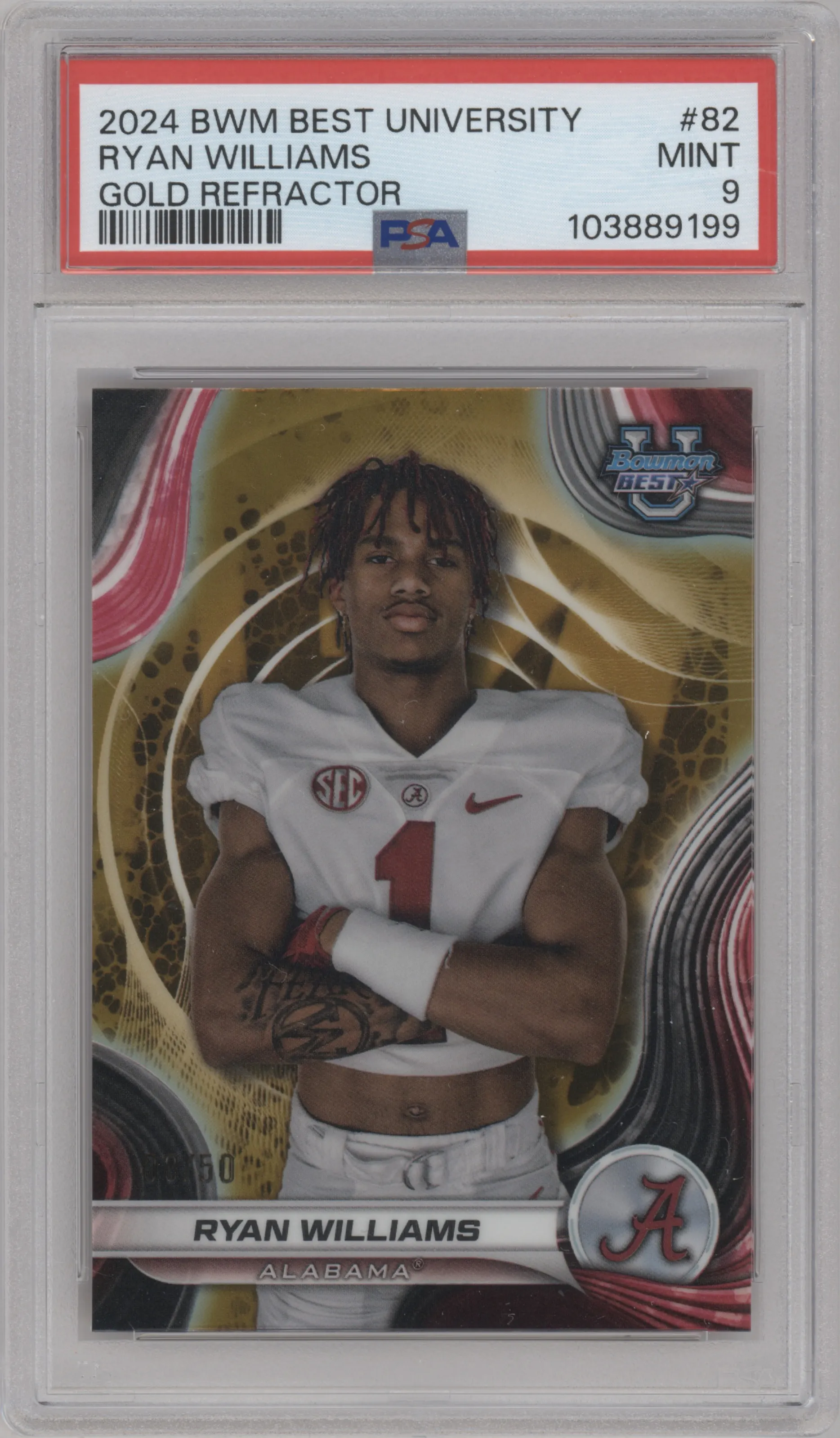 2024 Bowman University Best Ryan Williams Gold Refractor #82 PSA 9