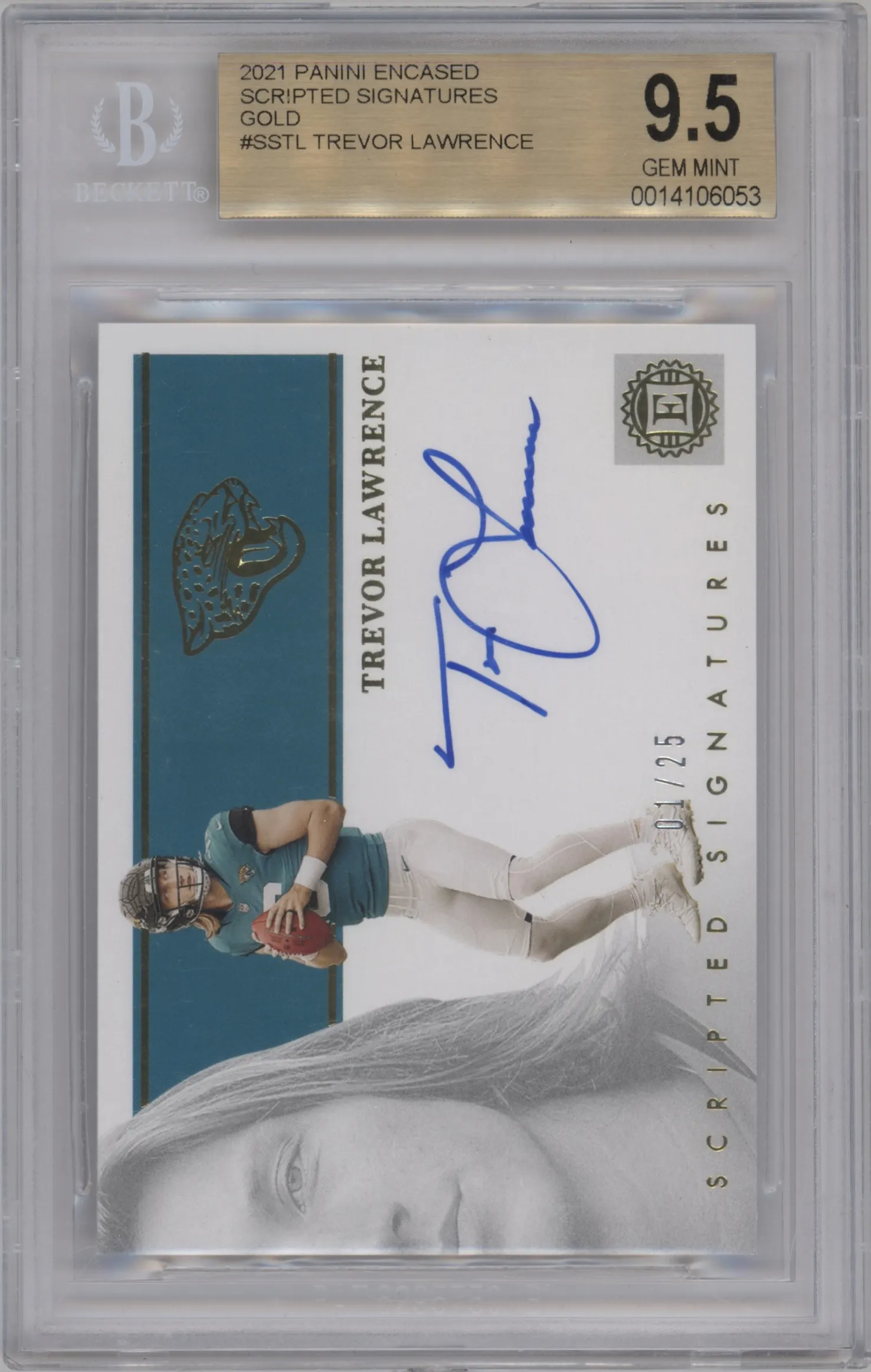 2021 Panini Encased Scripted Sig. Trevor Lawrence Gold #SS-TL BGS 9.5