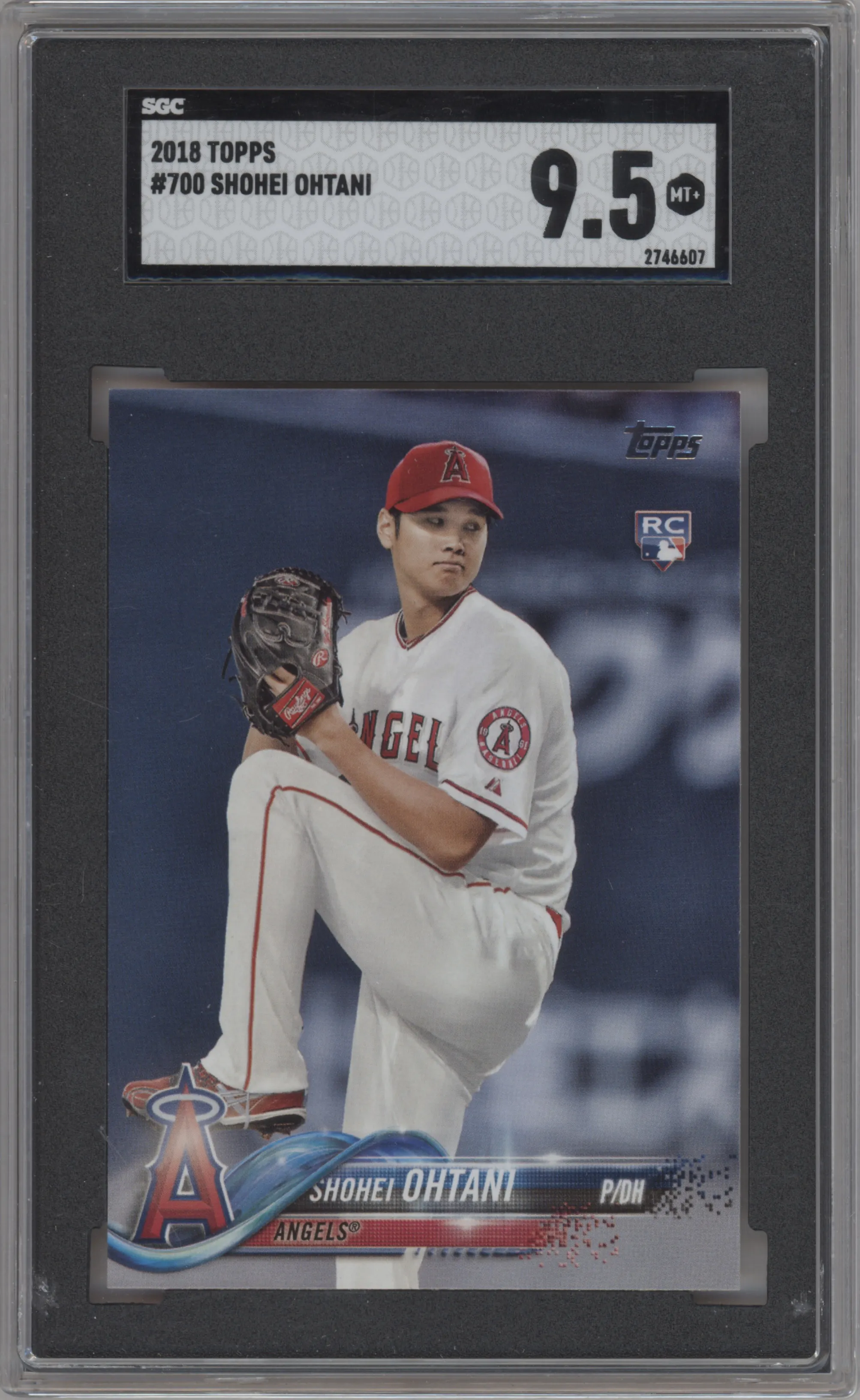 Shohei Ohtani from the 2018 Topps Series 2 set graded by SGC and given an overall grade of 9.5.