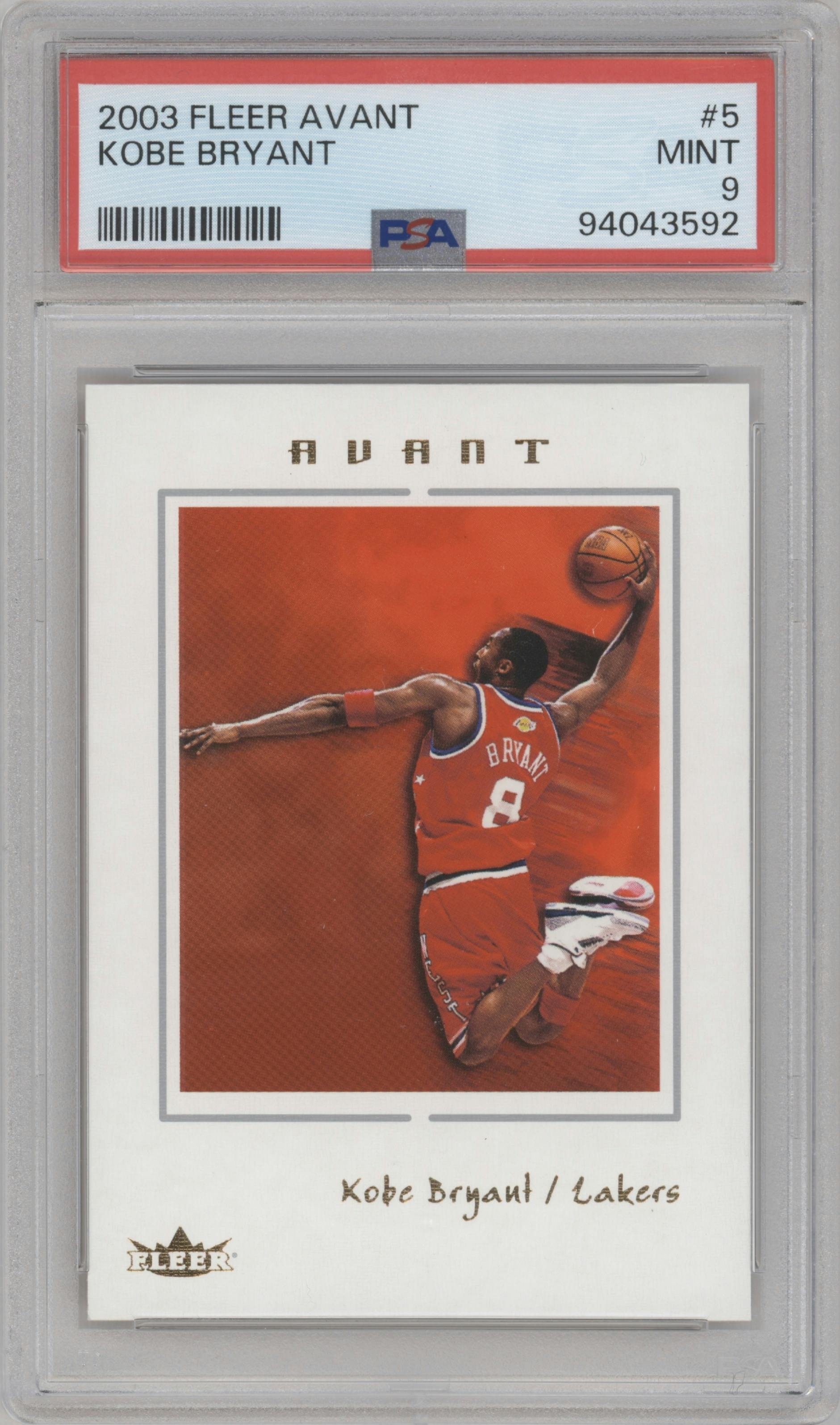 Kobe Bryant from the 2003-04 Fleer Avant set graded by PSA and given an overall grade of 9.