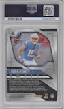 Ladd McConkey from the 2024 Panini Prizm set featuring a Blue Shimmer parallel graded by PSA and given an overall grade of 9.