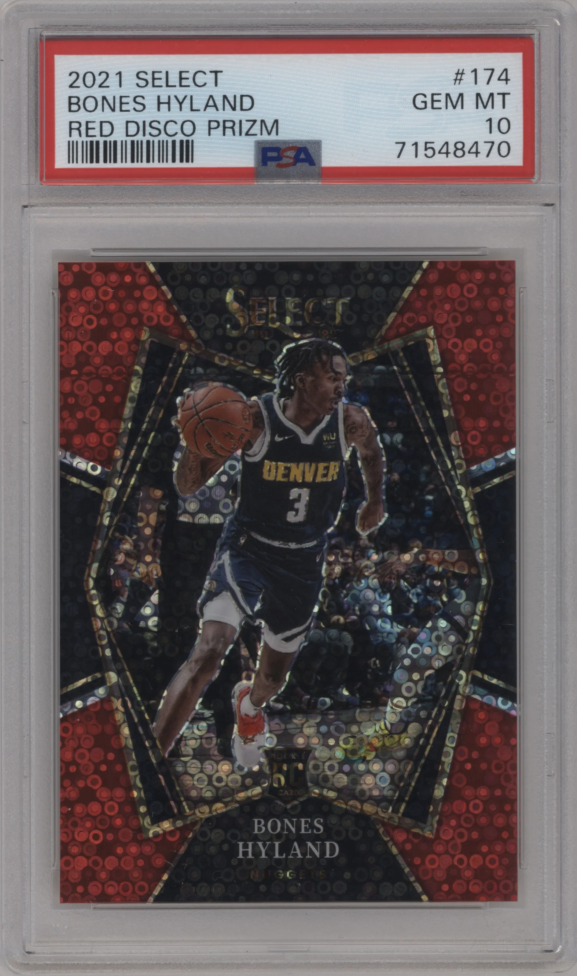 2021 Panini Select Pre.Lvl. Bones Hyland Disco Red #174 PSA 10