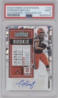 Harrison Bryant from the 2020 Panini Contenders set featuring a Cracked Ice parallel graded by PSA and given an overall grade of 9.