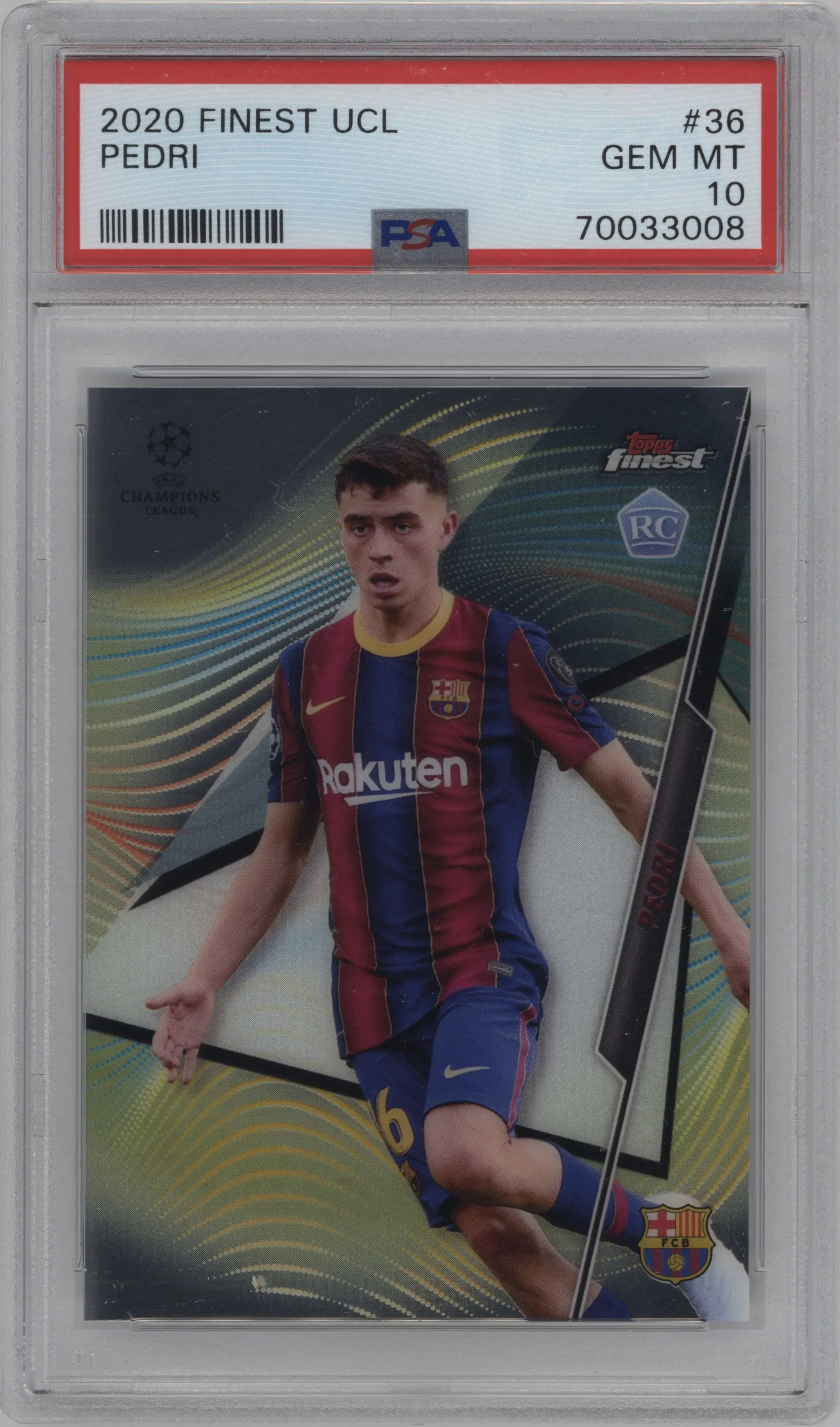 2020 Topps Finest UEFA Champions League Pedri #36 PSA 10