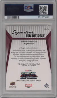Natalie Portman from the 2024 Upper Deck Marvel Studios Series 2 set graded by PSA and given an overall grade of 9.