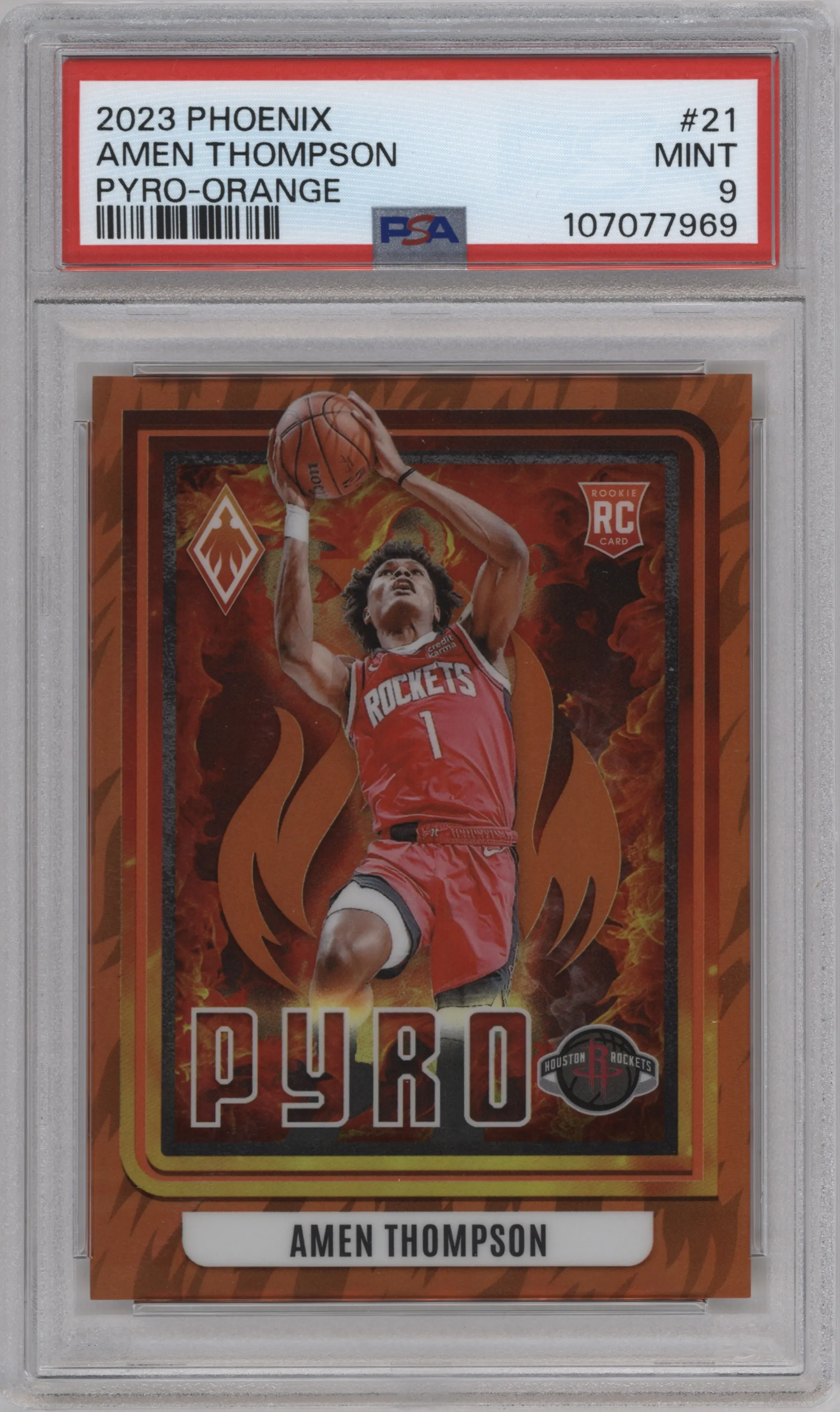 2023 Panini Phoenix Pyro Amen Thompson Orange #21 PSA 9