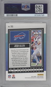Josh Allen from the 2022 Panini Score set featuring a Dots Gold parallel graded by PSA and given an overall grade of 10.