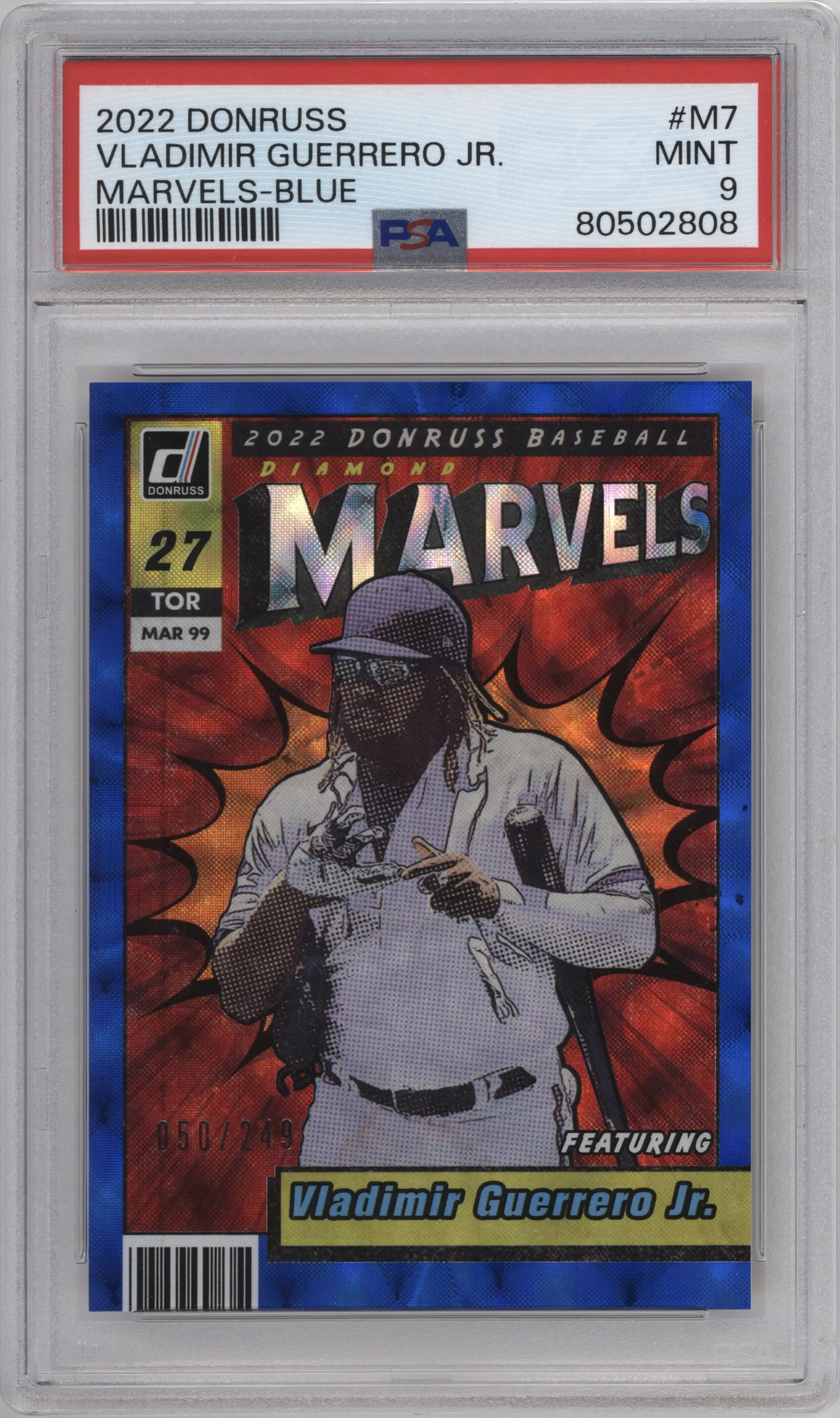 2022 Panini Donruss Marvels Vladimir Guerrero Jr. Blue #M-7 PSA 9