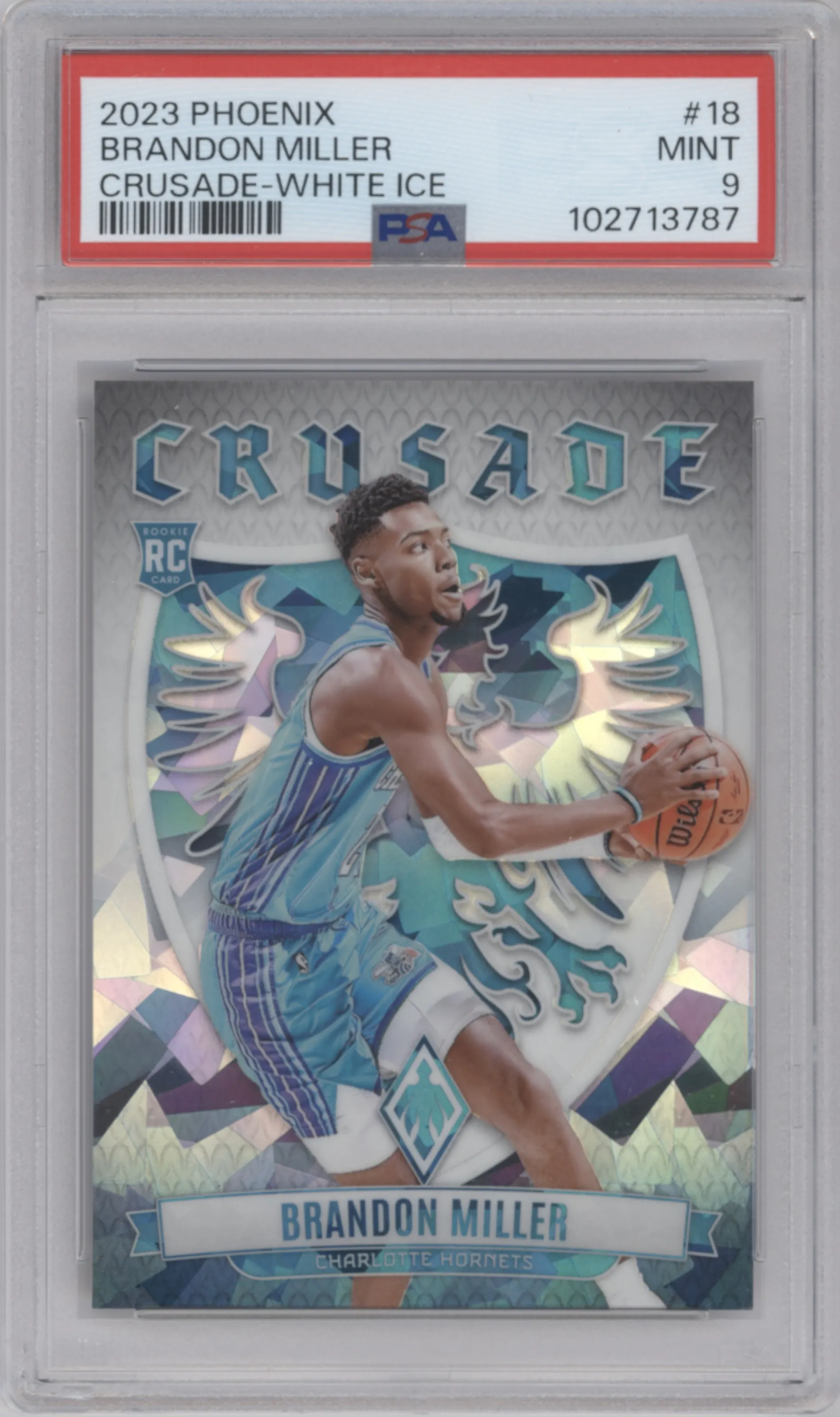 2023 Panini Phoenix Crusade Brandon Miller White Ice #18 PSA 9