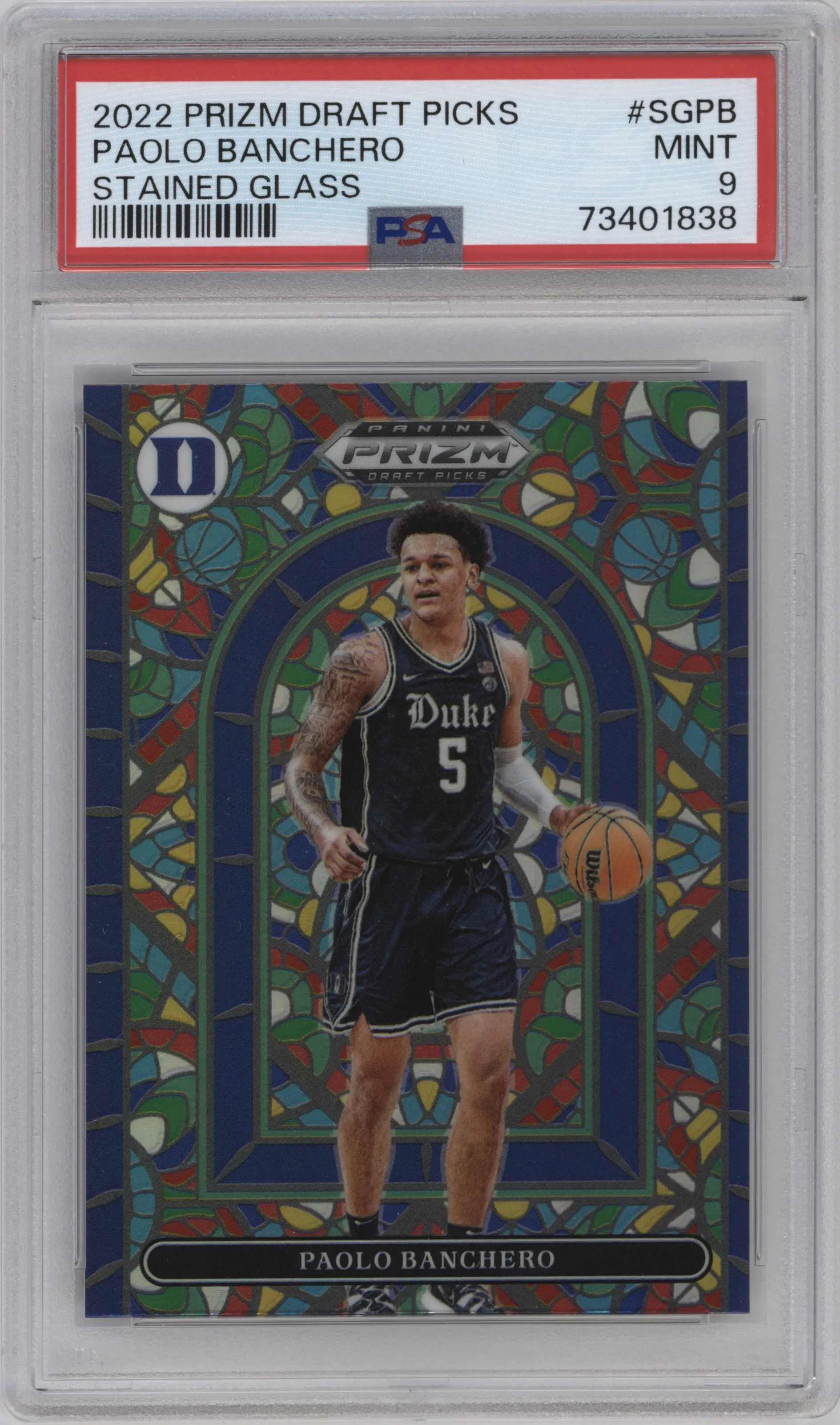 2022 Panini Prizm Draft Picks Stained Glass Paolo Banchero PSA 9