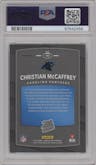 Christian McCaffrey from the 2017 Panini Donruss Optic set featuring a Holo parallel graded by PSA and given an overall grade of 9.