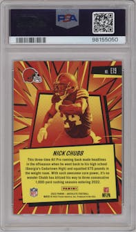 Nick Chubb  from the 2022 Panini Absolute set graded by PSA and given an overall grade of 9.