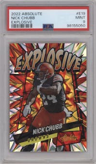 Nick Chubb  from the 2022 Panini Absolute set graded by PSA and given an overall grade of 9.